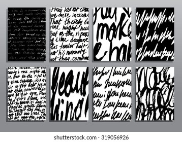 Grunge handwritten backgrounds. Vector illustration set.