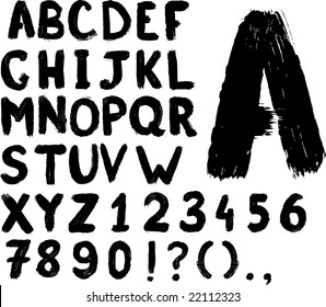 Grunge hand-written vector typeset with digits