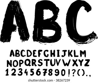 Grunge hand-written vector typeset with digits