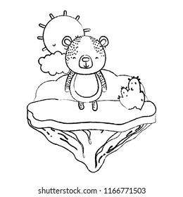 grunge happy bear animal in the float island