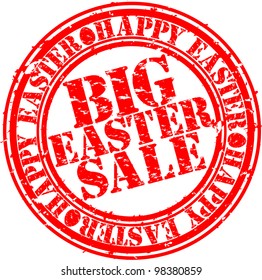 Grunge happy easter big sale rubber stamp, vector illustration