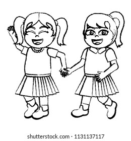 grunge happy girls friends students with hands together