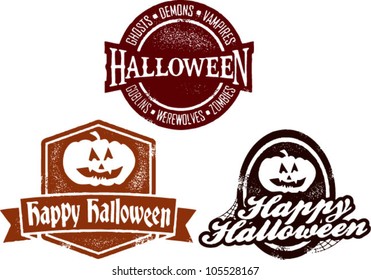 Grunge Happy Halloween Stamps