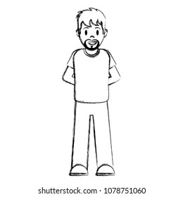 grunge happy man with beard and casual clothes