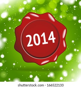Grunge Happy New 2014 Year post stamp, vector illustration