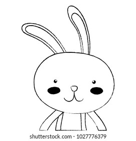 grunge happy rabbit animal with facial expression