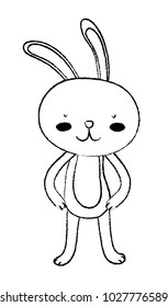 grunge happy rabbit cartoon with facial expression