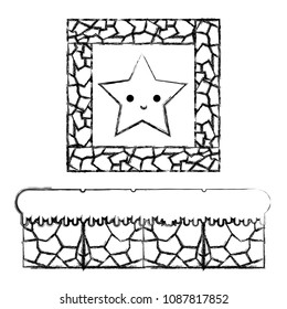 grunge happy star character inside crystal stone