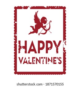 Grunge happy valentine with little angel vector design.