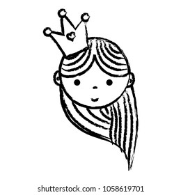 grunge happy woman head with crown and hairstyle