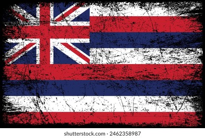 Bandera del Grunge en Hawái. Bandera de Vector de Hawái.