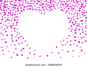 Grunge heart background for Valentines day with red glitter. February 14th day. Vector confetti for grunge heart background. Hand drawn texture. Love theme for special business offer, banner, flyer.