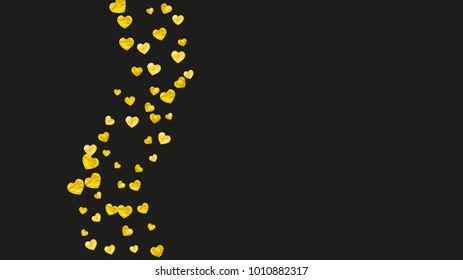 Grunge heart background for Valentines day with gold glitter. February 14th day. Vector confetti for grunge heart background. Hand drawn texture. Love theme for special business offer, banner, flyer.