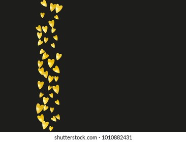 Grunge heart background for Valentines day with gold glitter. February 14th day. Vector confetti for grunge heart background. Hand drawn texture. Love theme for party invite, retail offer and ad.