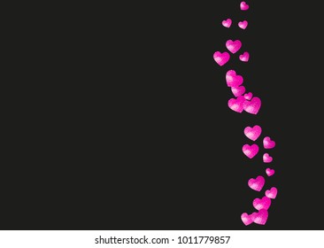 Grunge heart background for Valentines day with pink glitter. February 14th day. Vector confetti for grunge heart background. Hand drawn texture. Love theme for flyer, special business offer, promo.