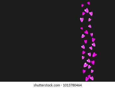 Grunge heart background for Valentines day with pink glitter. February 14th day. Vector confetti for grunge heart background. Hand drawn texture. Love theme for poster, gift certificate, banner.