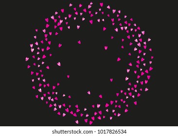 Grunge heart background for Valentines day with pink glitter. February 14th day. Vector confetti for grunge heart background. Hand drawn texture. Love theme for gift coupons, vouchers, ads, events.