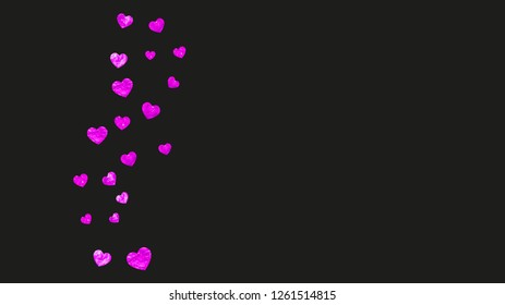 Grunge heart background for Valentines day with pink glitter. February 14th day. Vector confetti for grunge heart background. Hand drawn texture. Love theme for special business offer, banner, flyer.