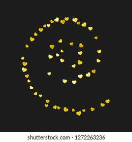 Grunge heart background for Valentines day with gold glitter. February 14th day. Vector confetti for grunge heart background. Hand drawn texture. Love theme for flyer, special business offer, promo.