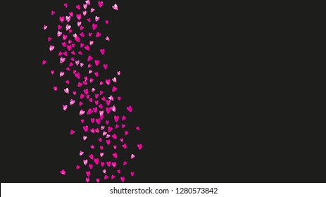 Grunge heart background for Valentines day with pink glitter. February 14th day. Vector confetti for grunge heart background. Hand drawn texture. Love theme for poster, gift certificate, banner.
