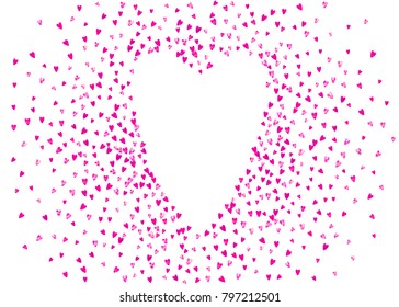 Grunge heart background for Valentines day with red glitter. February 14th day. Vector confetti for grunge heart background. Hand drawn texture. Love theme for party invite, retail offer and ad.