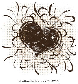 Grunge heart background - vector
