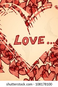 Grunge heart background. Vector illustration. Eps 10.
