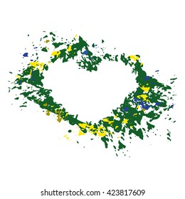 grunge heart, brazil flag colors, summer colors, grunge frame, grunge background