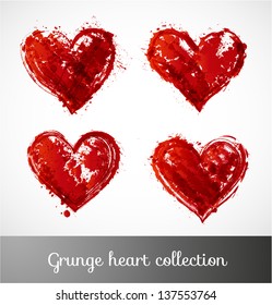 Grunge heart collection. Vector illustration.