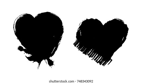 Grunge heart. Design element, Spray, stains, brush.