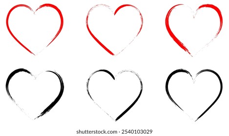 Grunge heart. Grunge effect brush painted hand drawn style heart shape illustration.
