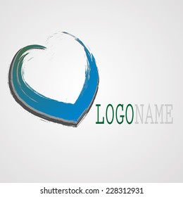 Grunge Heart Form Logo Design in Three Layers 