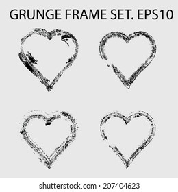 Grunge heart frame. Vector illustration. 
