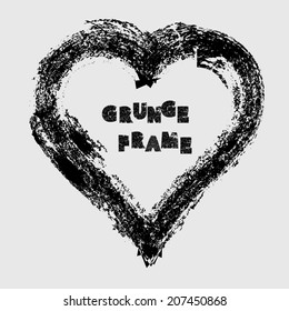 Grunge heart frame. Vector illustration. 