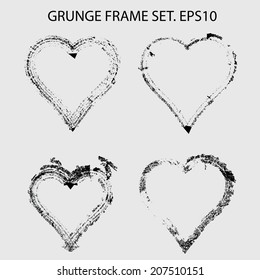 Grunge heart frame. Vector illustration. 