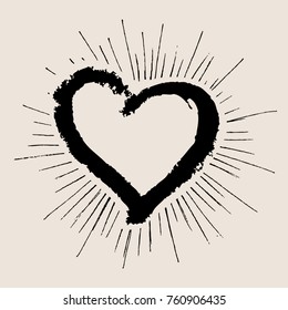 Grunge heart hand drawn