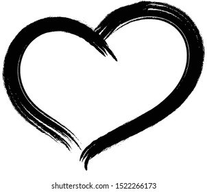 grunge heart hand drawn graphic black rough marker outline love brush stroke 