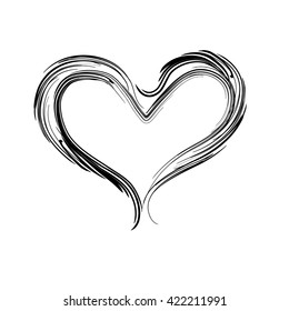 grunge heart icon  drawing with a brush vector eps.10