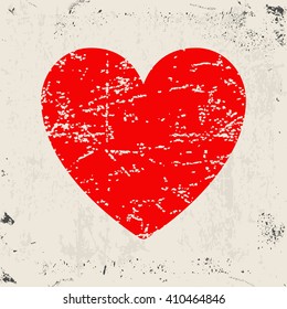Grunge heart icon. Red hearts on grunge texture background. Vector illustration
