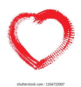 Grunge heart icon. Red heart shape.Vector love symbol.