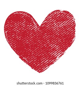 Grunge heart icon.Red heart shape.Vector love symbol.