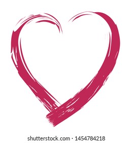 Grunge Heart Icon Silhouette Isolated on White Background. Hand Drawn Brush Stroke Illustration