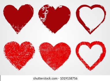 Grunge Heart Icons.Vector Heart Shape.Love Symbol.