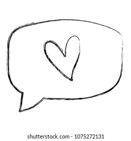 grunge heart inside chat bubble text message