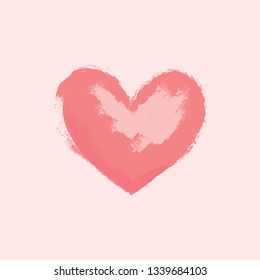 Grunge heart, love symbol hand painted with brush and ink. Vector illustration.