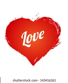 Grunge heart on white background