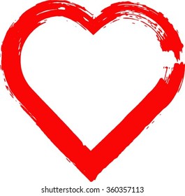 Grunge Heart . Red Heart . Heart Shape. Distressed Heart . Heart Texture. Valentine's Day Heart . Heart Background . Brush Stroke Heart . Vector Heart 