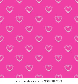 Grunge heart seamless pattern design. Sweet and chaotic hearts background.
