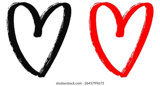 Grunge heart shape with brush stroke texture vector, offering a raw, artistic, and distressed feel. Ideal for edgy romance, expressive art, or vintage-themed designs.