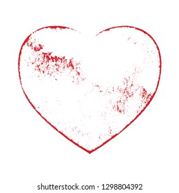 Grunge heart shape frame design element. Valentine day isolated border vintage artistic template. EPS10 vector.